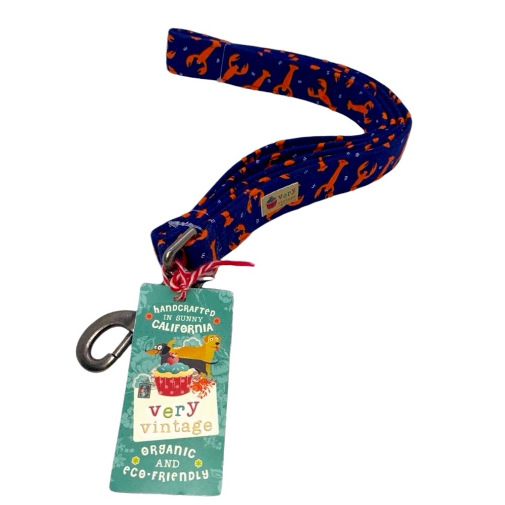 Organic cotton Lobster print dog leash Blue and Orange NEW